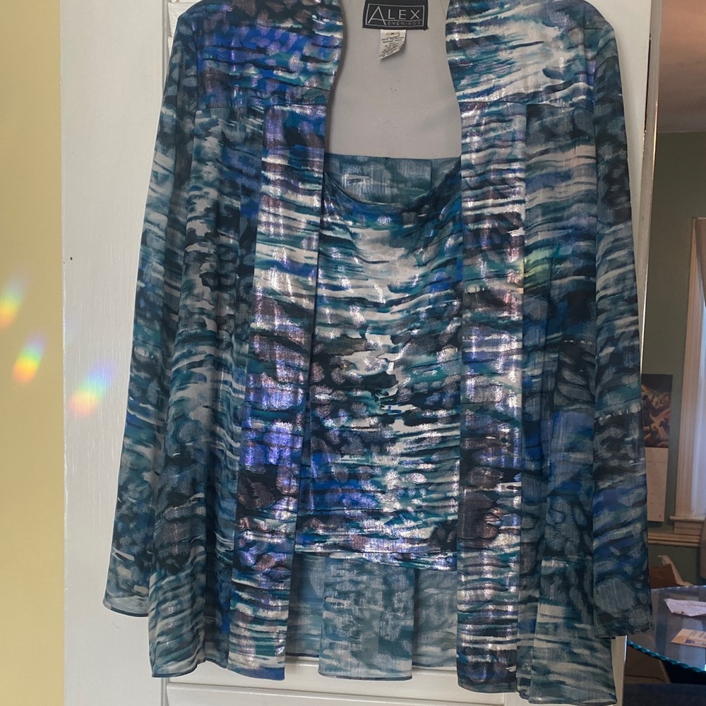 Alex Evenings Blue and Silver Blouse